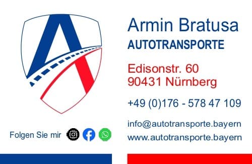 Visitenkarte von Autotransporte Bayern, Vorderseite